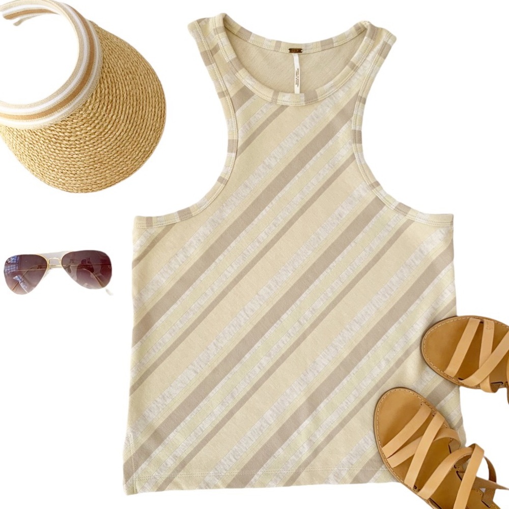 FREE PEOPLE Sidelines Racerback Striped Knit Tank Large NWT - Picture 5 of 9